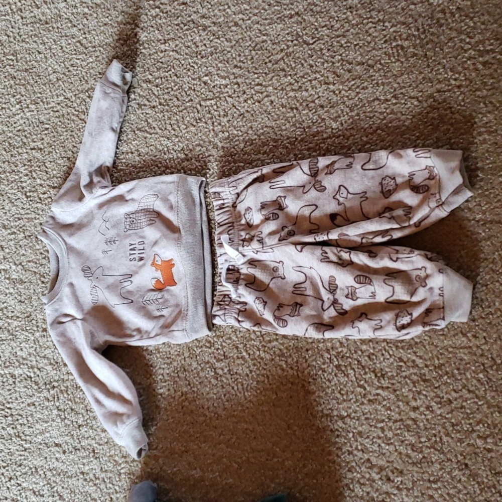 Carter's baby 6-9m fleece stay wild woodland animal set sweatshirt sweatpants